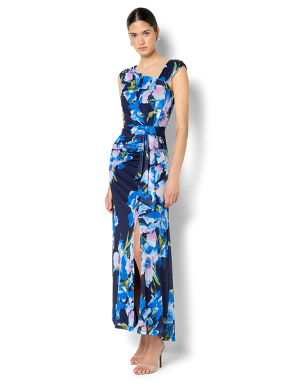 Marlie Navy Floral Print Mesh Dress