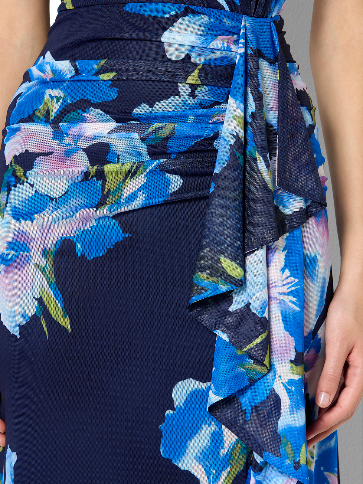 Marlie Navy Floral Print Mesh Dress