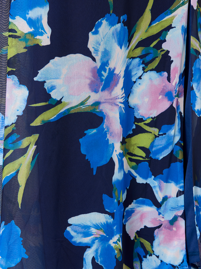 Marlie Navy Floral Print Mesh Dress