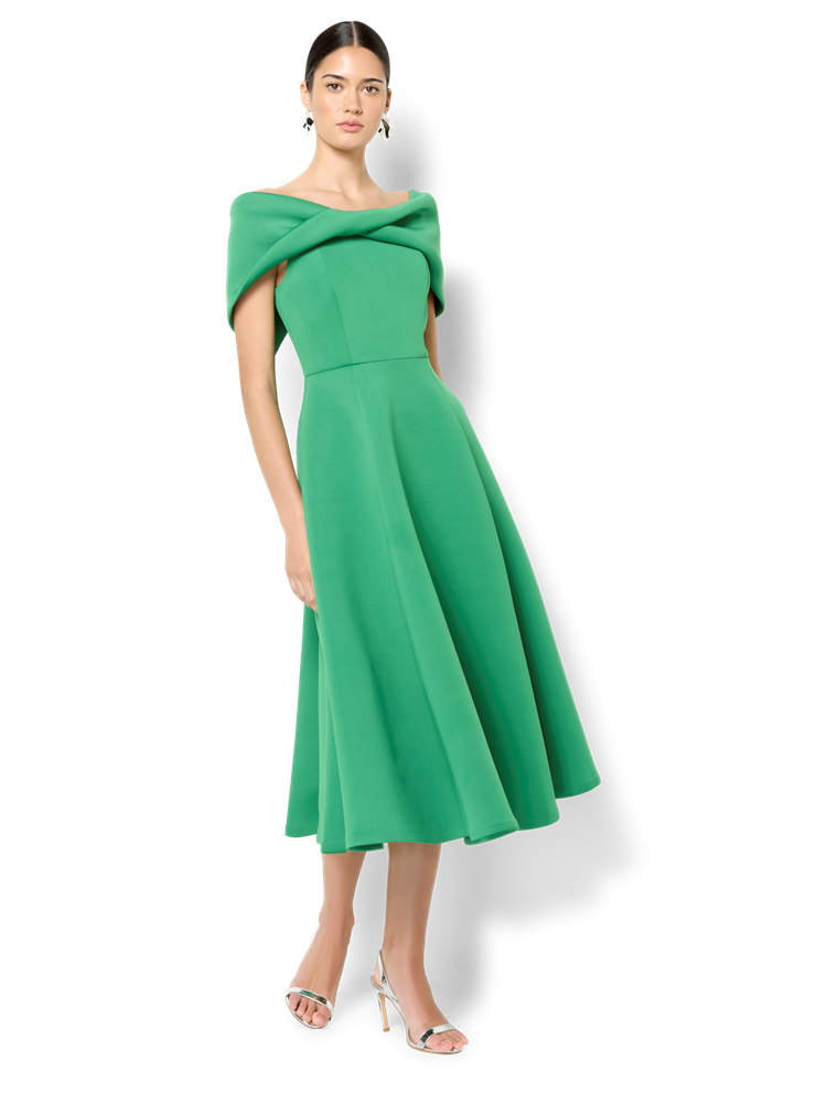 Mica Emerald Off The Shoulder Dress