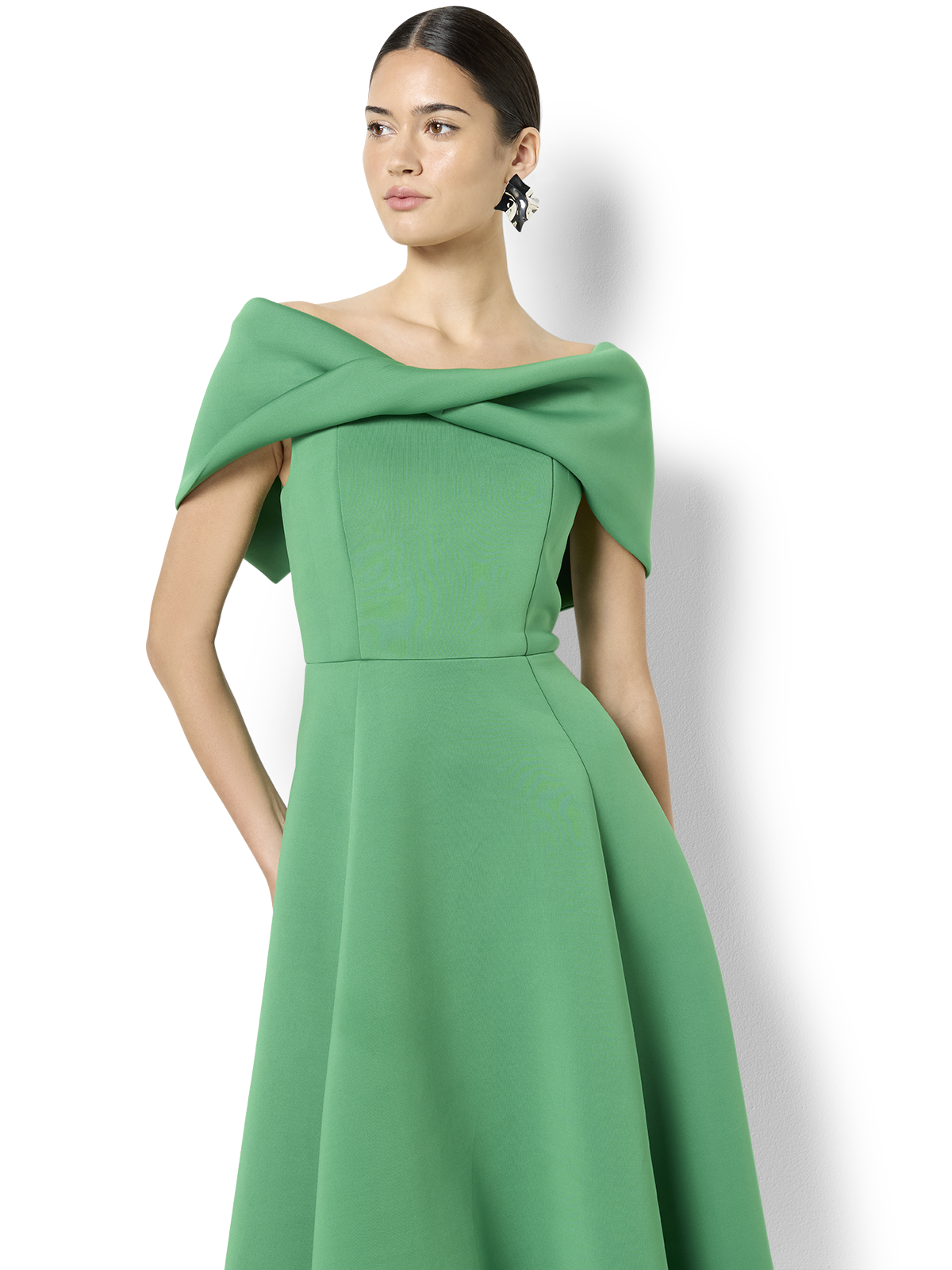 Mica Emerald Off The Shoulder Dress