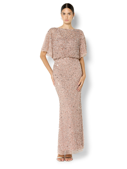 Mimi Vintage Pink Hand Beaded Gown