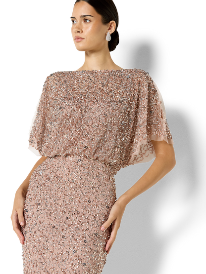 Mimi Vintage Pink Hand Beaded Gown