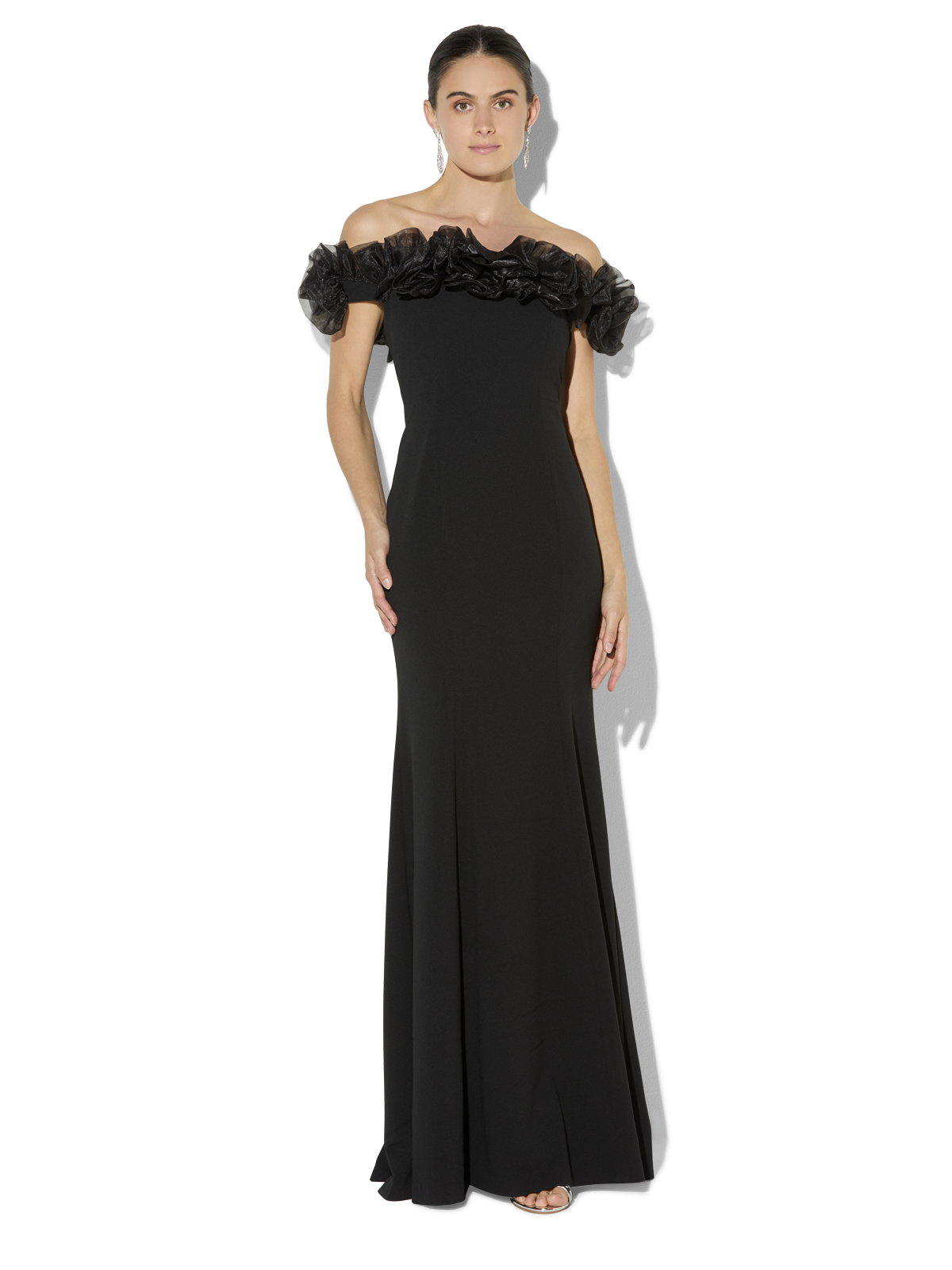Mischa Black Organza Rose Gown
