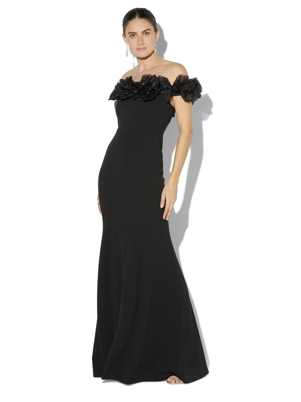 Mischa Black Organza Rose Gown