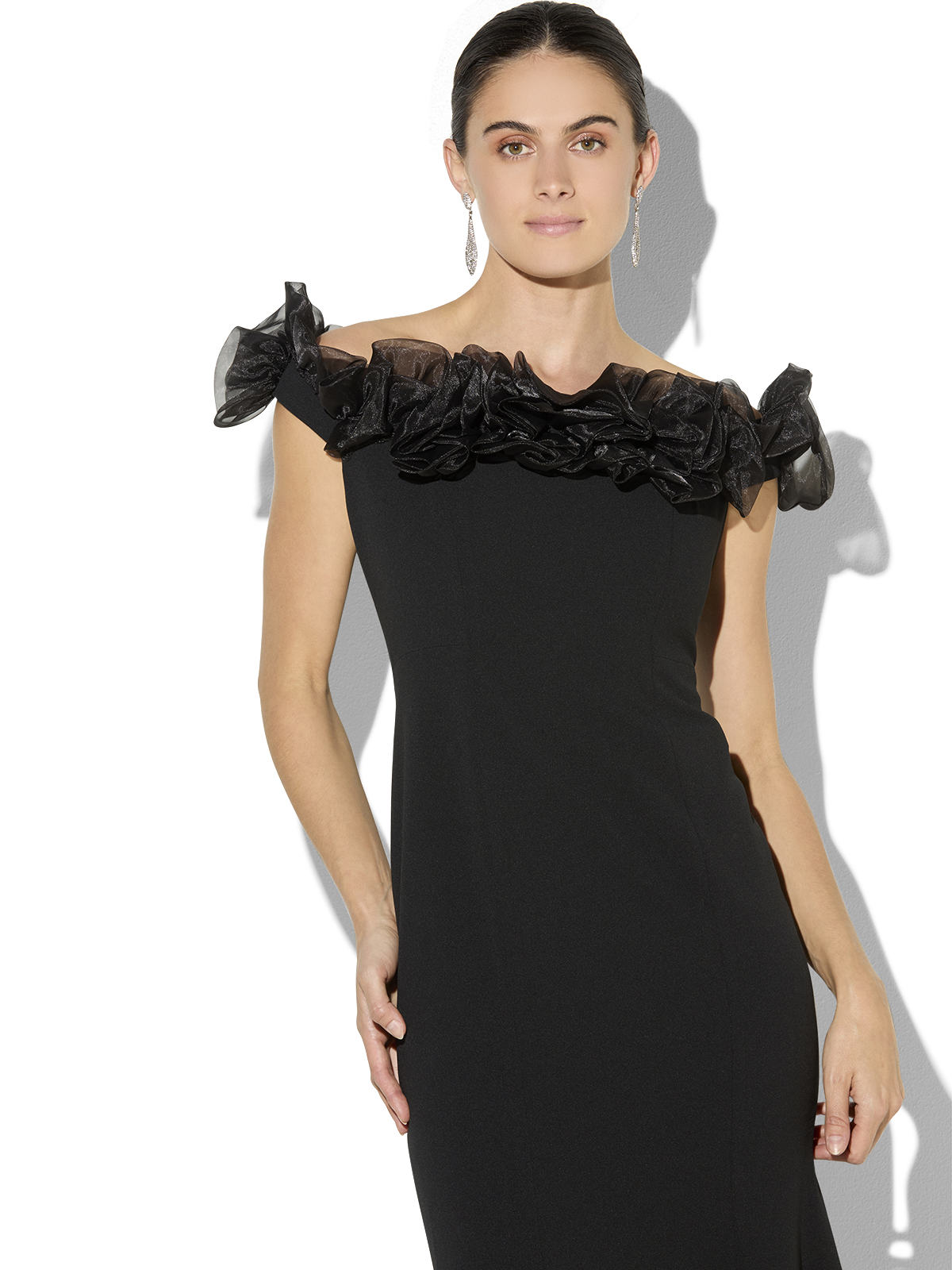 Mischa Black Organza Rose Gown