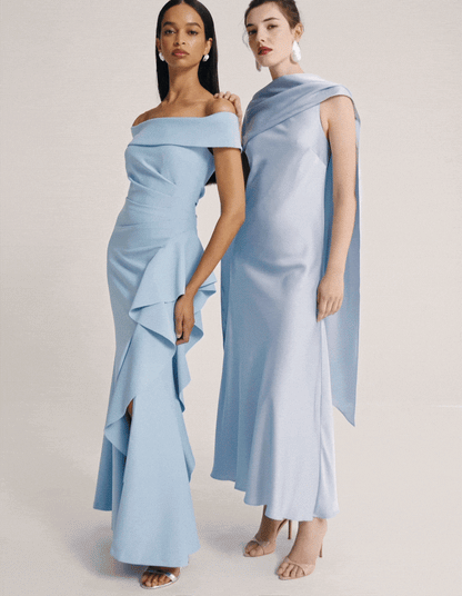 Willow Sky Blue Satin Maxi Dress