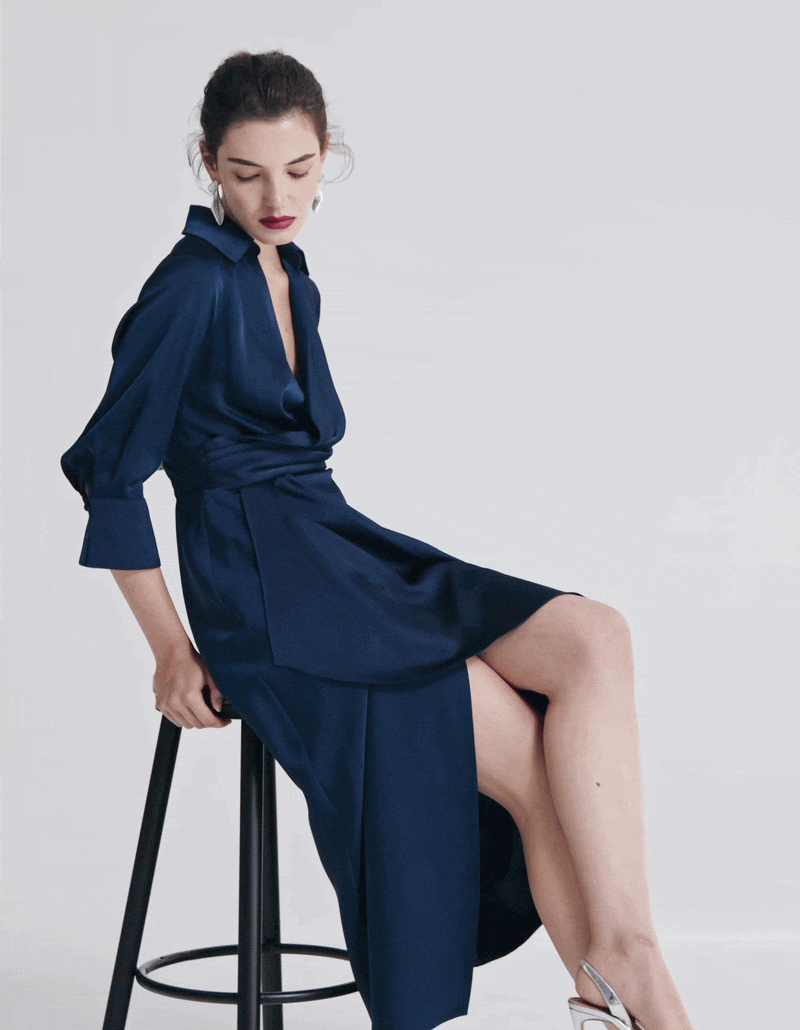 Gia Navy Satin Dress