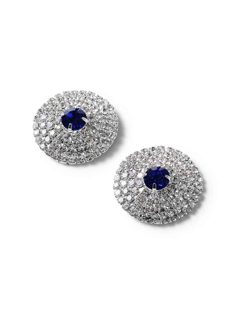 Nila Blue Crystal Disk Earrings