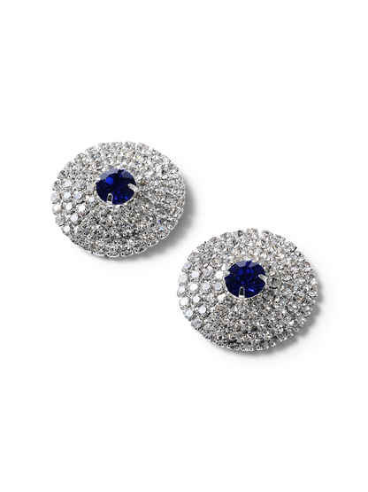 Nila Blue Crystal Disk Earrings