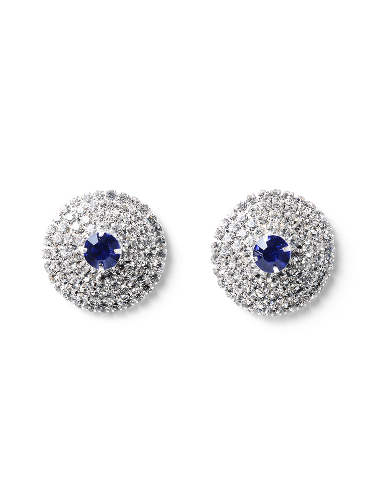 Nila Blue Crystal Disk Earrings