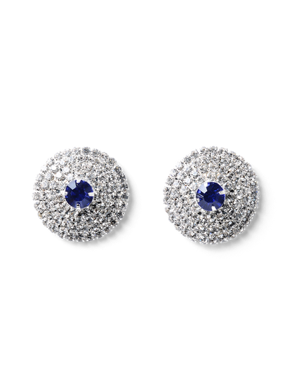 Nila Blue Crystal Disk Earrings