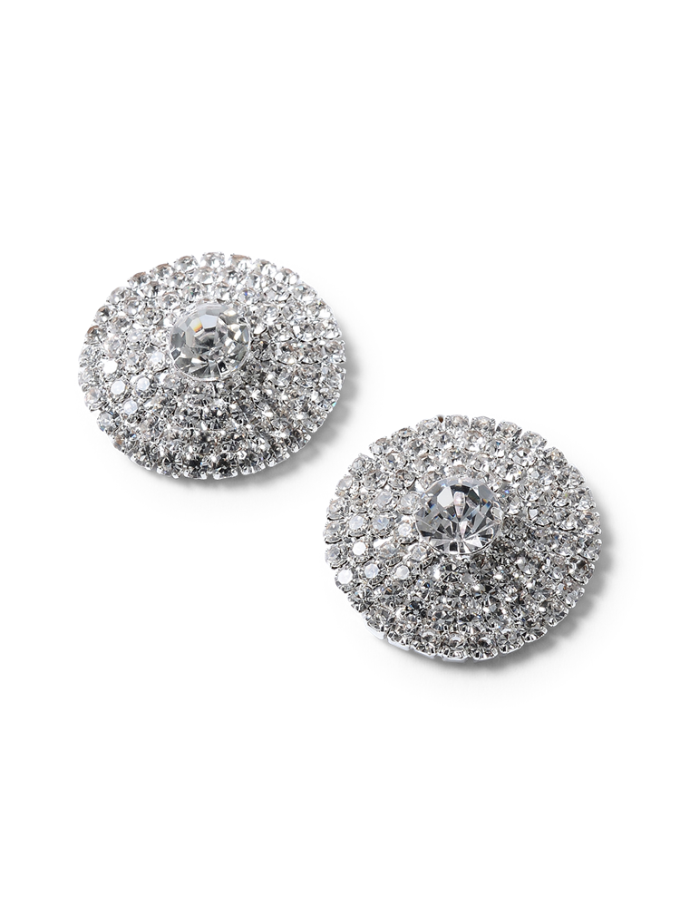 Nila Silver Crystal Disk Earrings