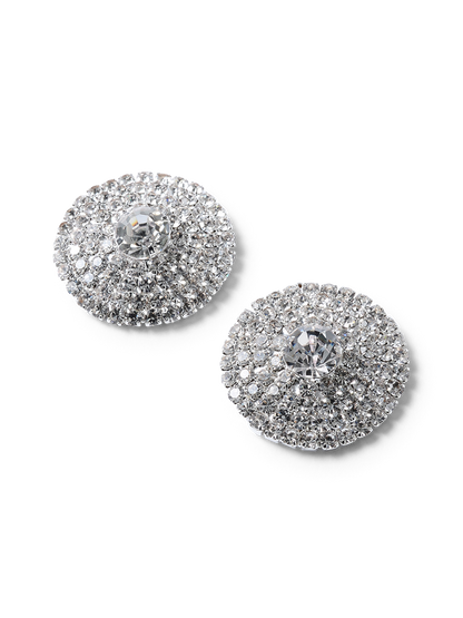 Nila Silver Crystal Disk Earrings