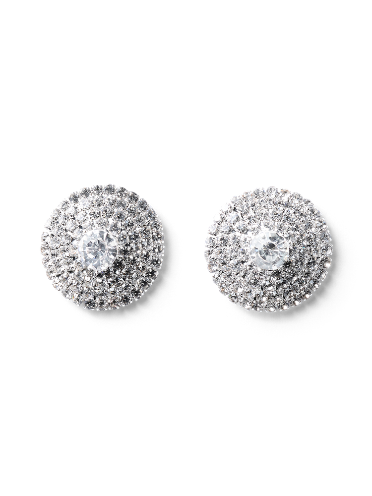 Nila Silver Crystal Disk Earrings