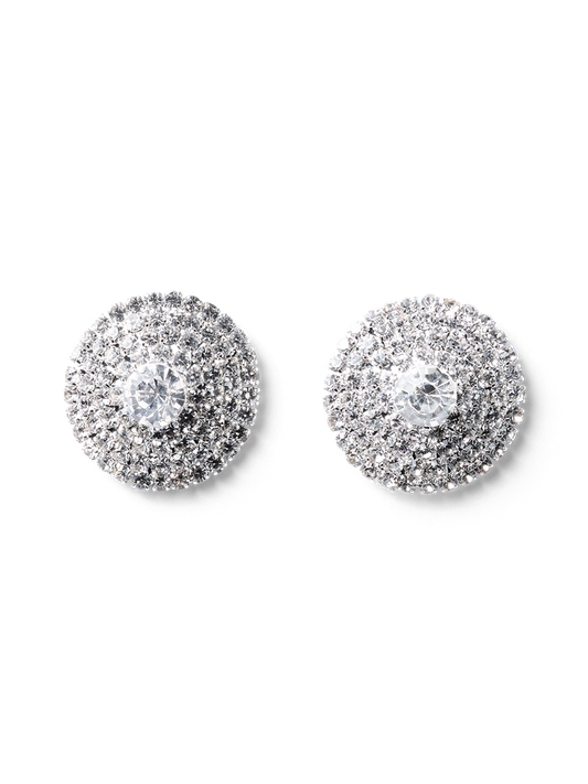 Nila Silver Crystal Disk Earrings