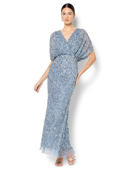 Natasha Sky Blue Hand Beaded Gown