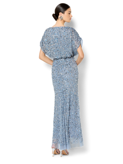 Natasha Sky Blue Hand Beaded Gown