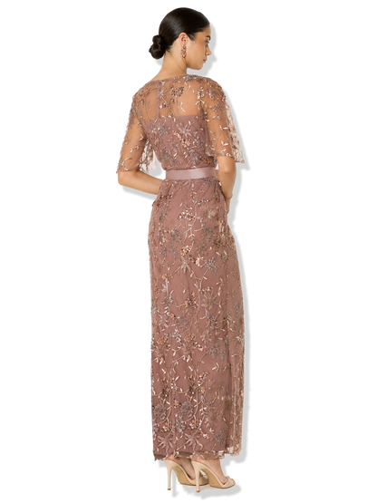 Nicolette Vintage Pink Embroidered Mesh Maxi