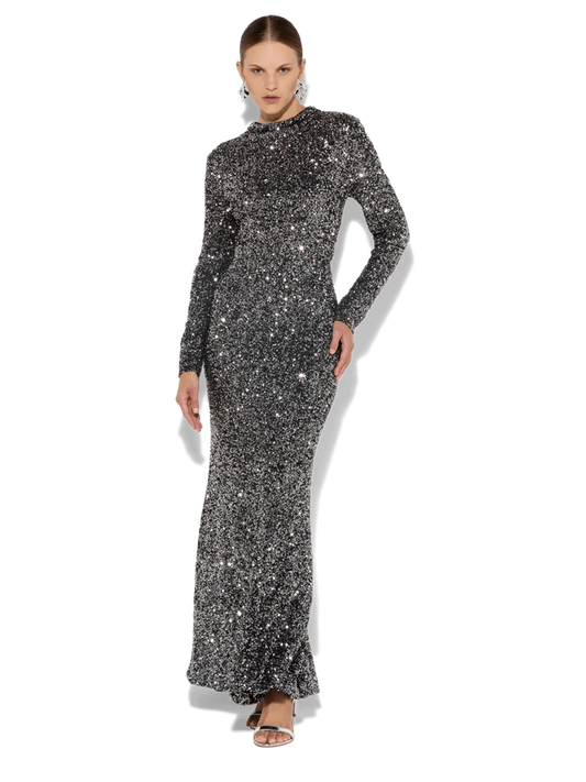 Rapture Gunmetal Sequin Gown