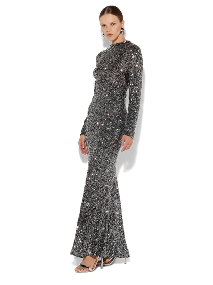 Rapture Gunmetal Sequin Gown