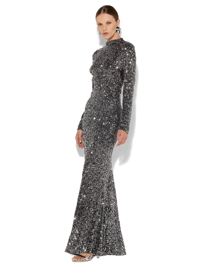 Rapture Gunmetal Sequin Gown