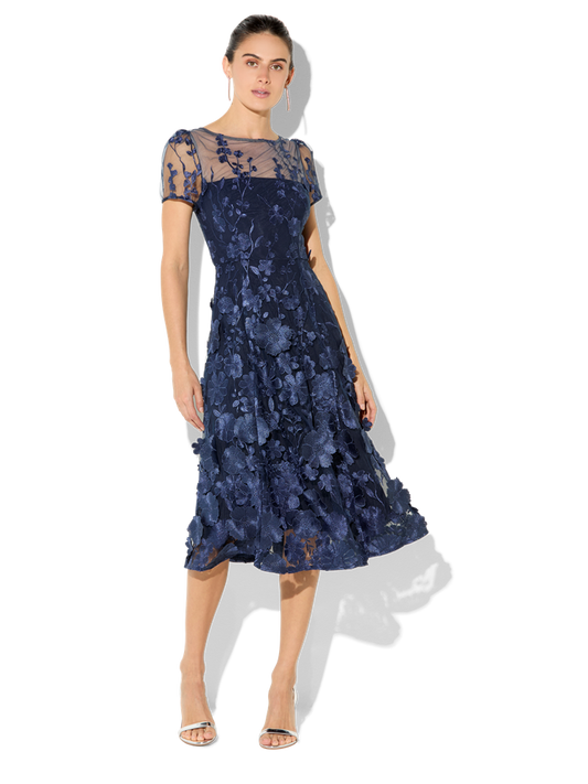 Reece Navy Embroidered Dress
