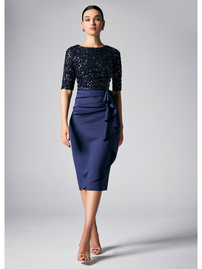 Reeva Navy Sequin Cocktail Dress