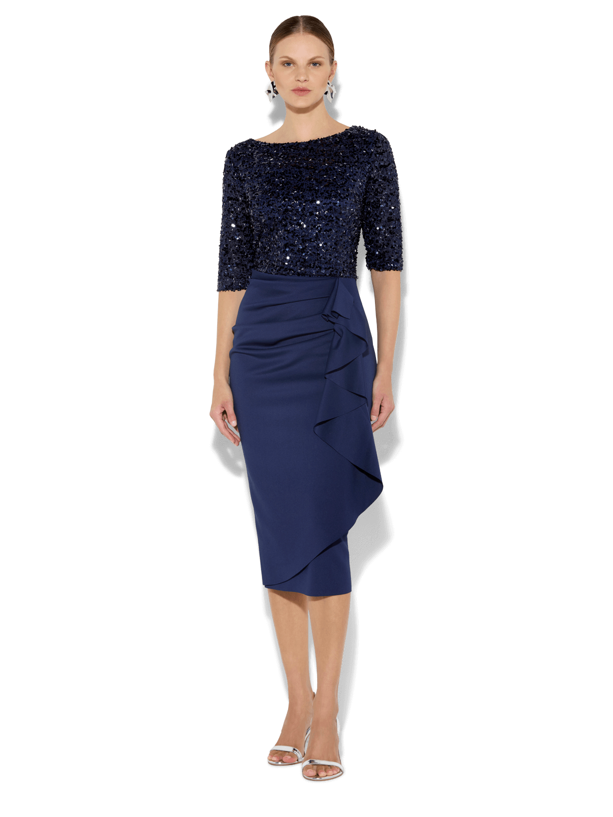Reeva Navy Sequin Cocktail Dress