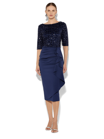 Reeva Navy Sequin Cocktail Dress