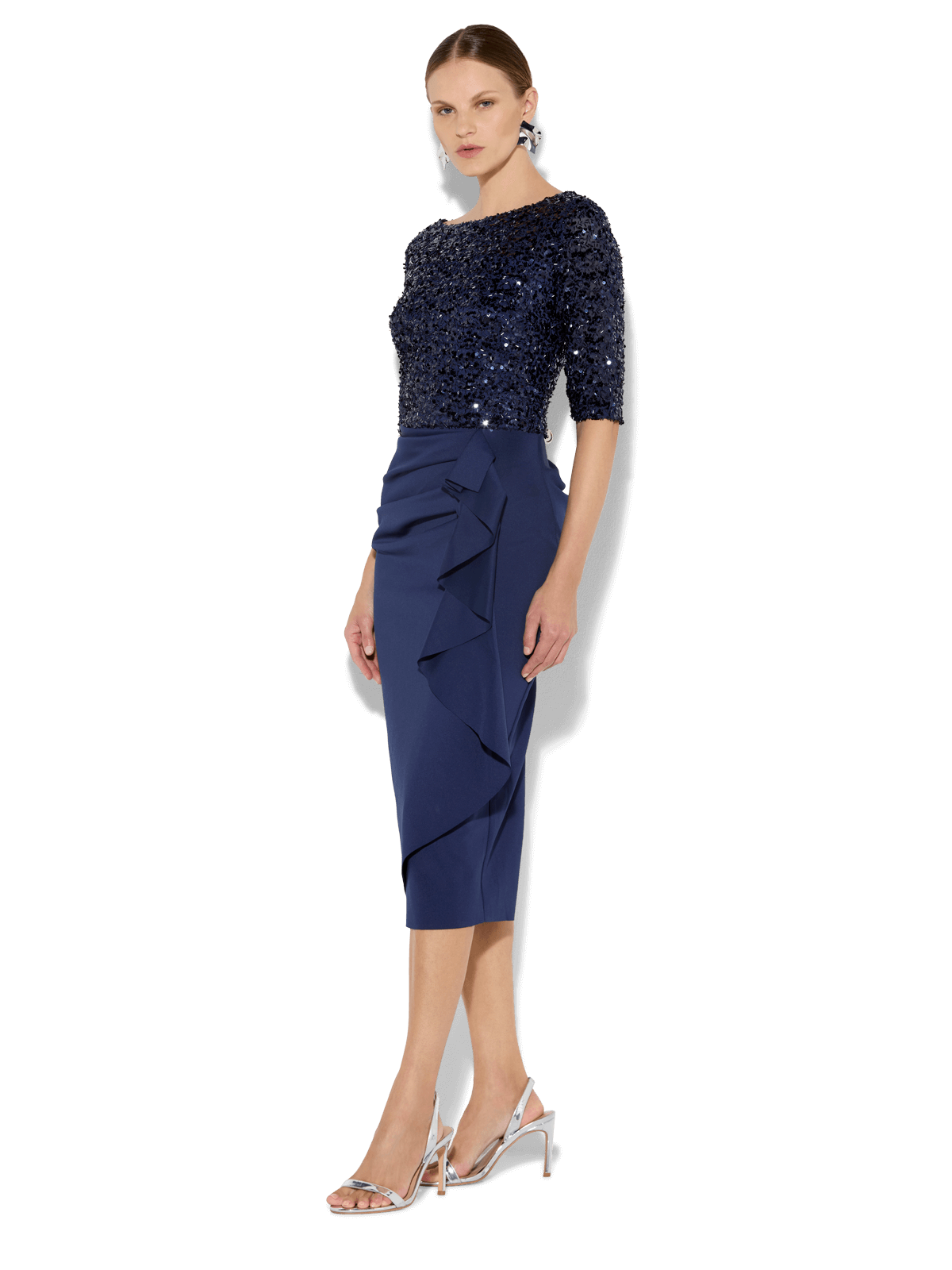 Reeva Navy Sequin Cocktail Dress