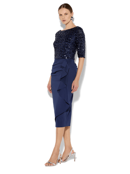 Reeva Navy Sequin Cocktail Dress