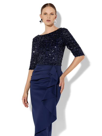 Reeva Navy Sequin Cocktail Dress