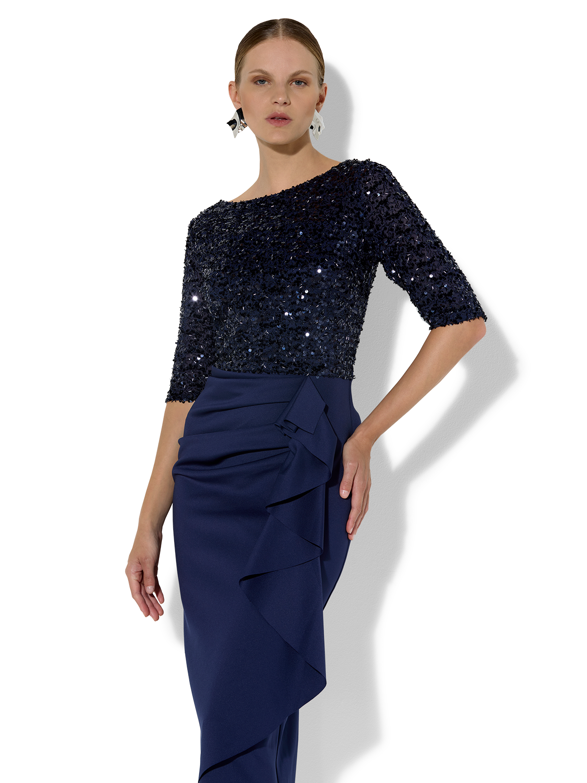 Reeva Navy Sequin Cocktail Dress