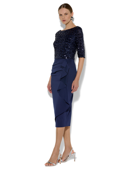 Reeva Navy Sequin Cocktail Dress