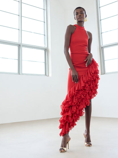 Roberta Red Asymmetrical Gown - Montique Clothing Roberta Red Asymmetrical Gown - Montique Clothing