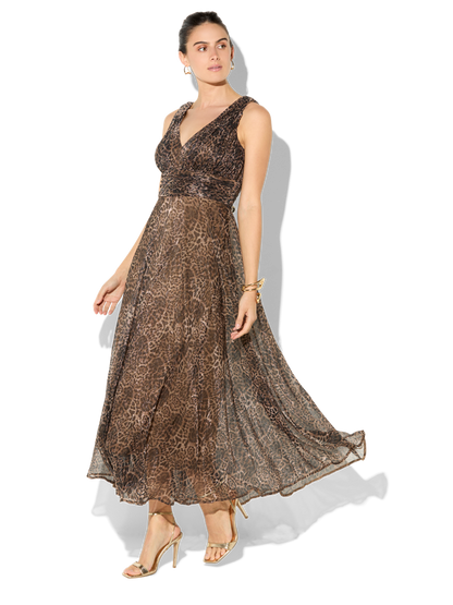 Rumi Animal Print Metallic Dress