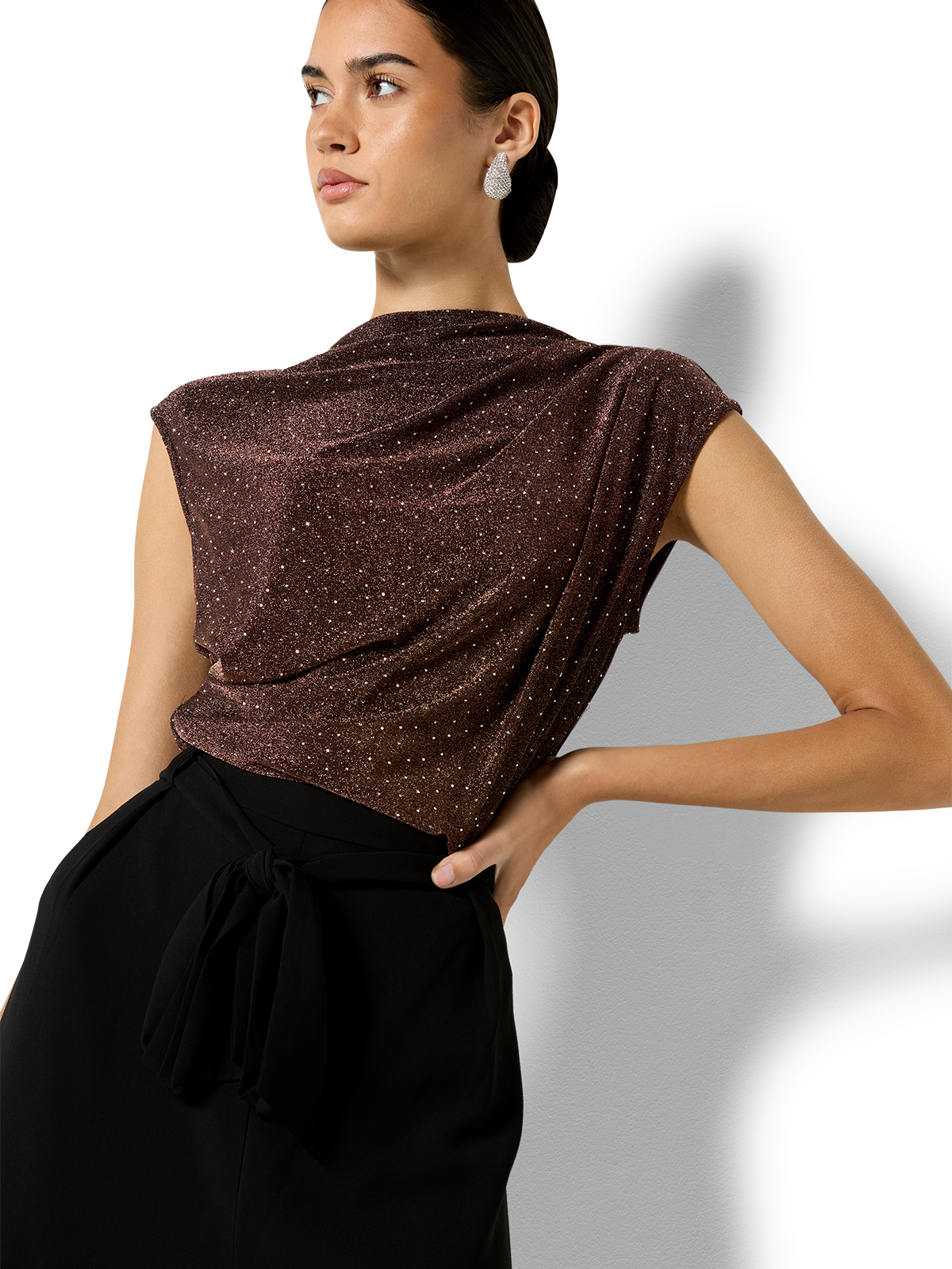 Rachelle Cinnamon Jersey Tuck Top