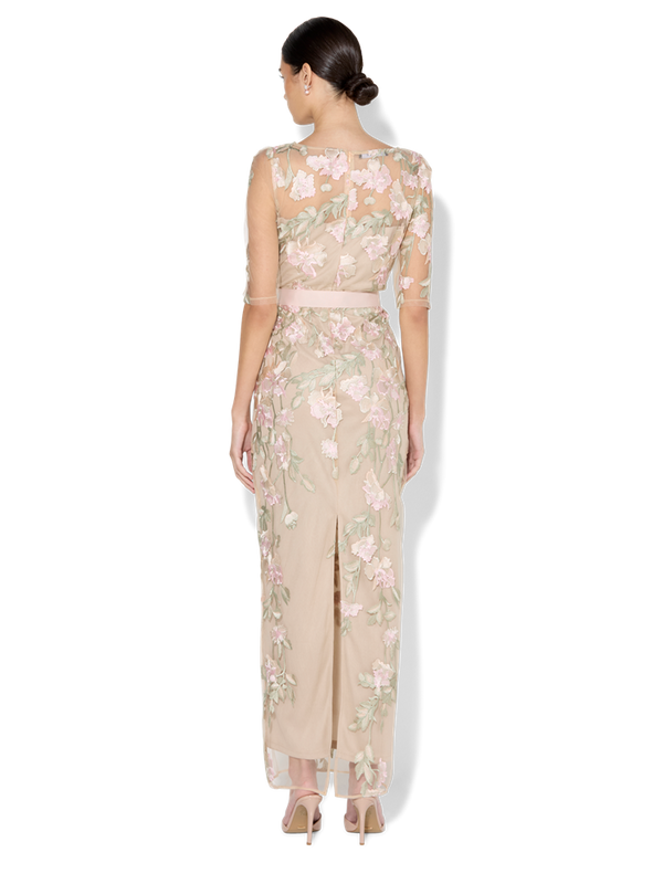 Raya Pink Sequin Embroidered Gown - Montique Clothing