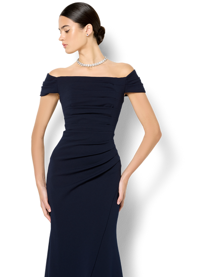 Remi Navy Off The Shoulder Gown