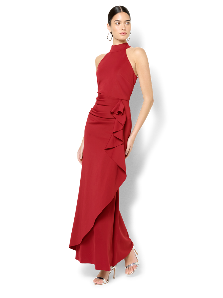 Sebastian Red Halter Gown