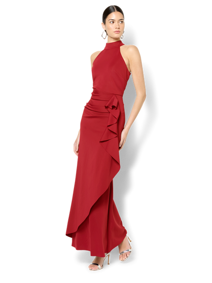 Sebastian Red Halter Gown