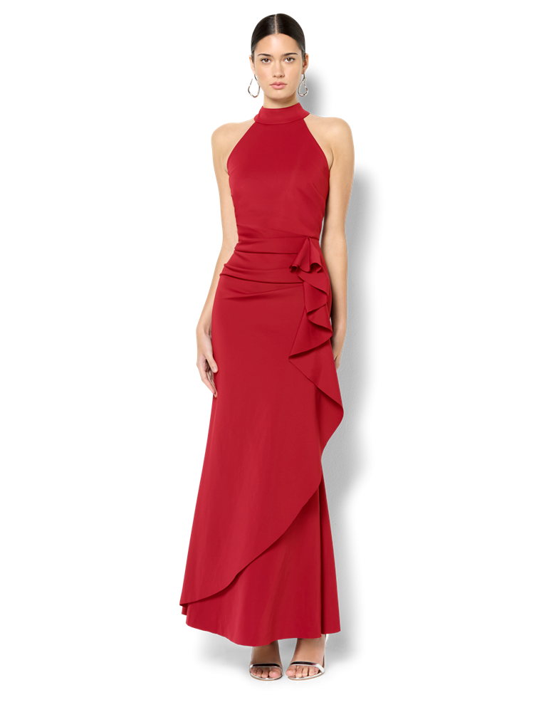 Sebastian Red Halter Gown