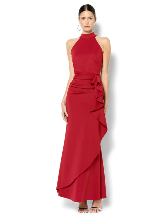 Sebastian Red Halter Gown