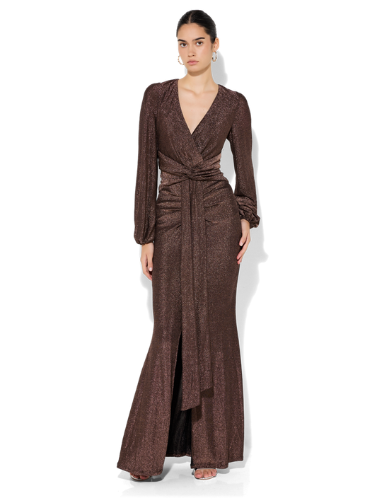 Serena Cinnamon Metallic Gown