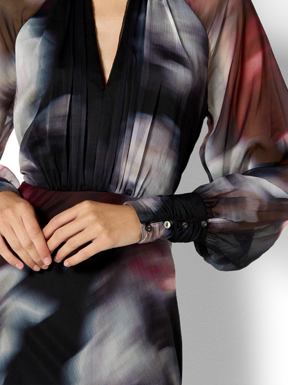 Sutton Printed Long Sleeve Cocktail Dress