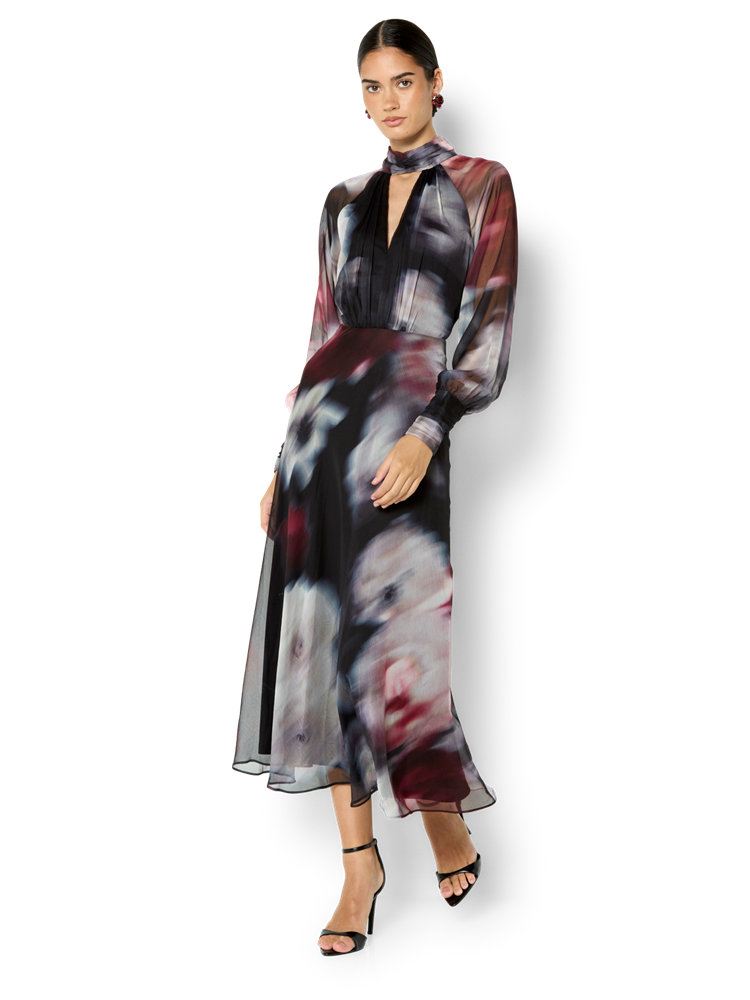 Sutton Printed Long Sleeve Cocktail Dress