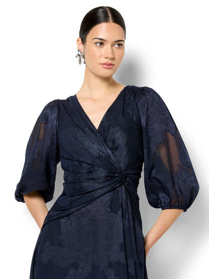 Saige Navy Floral Wrap Dress
