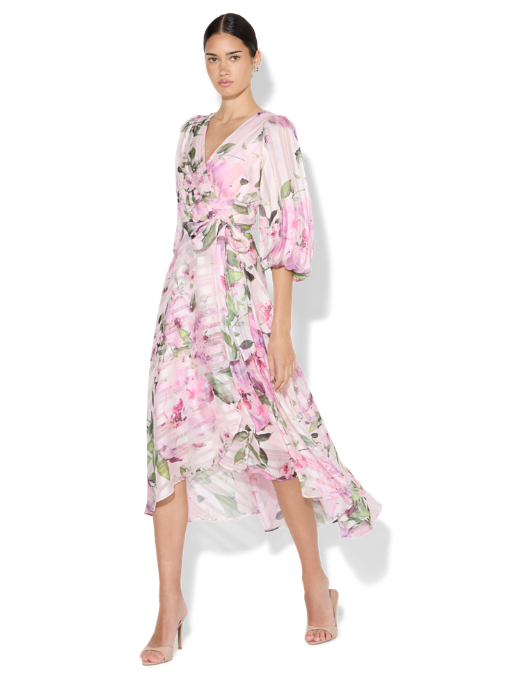 Salina Petal Pink Floral Print Wrap Dress