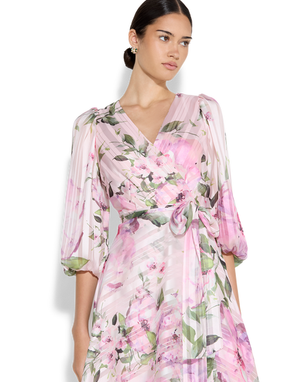 Salina Petal Pink Floral Print Wrap Dress